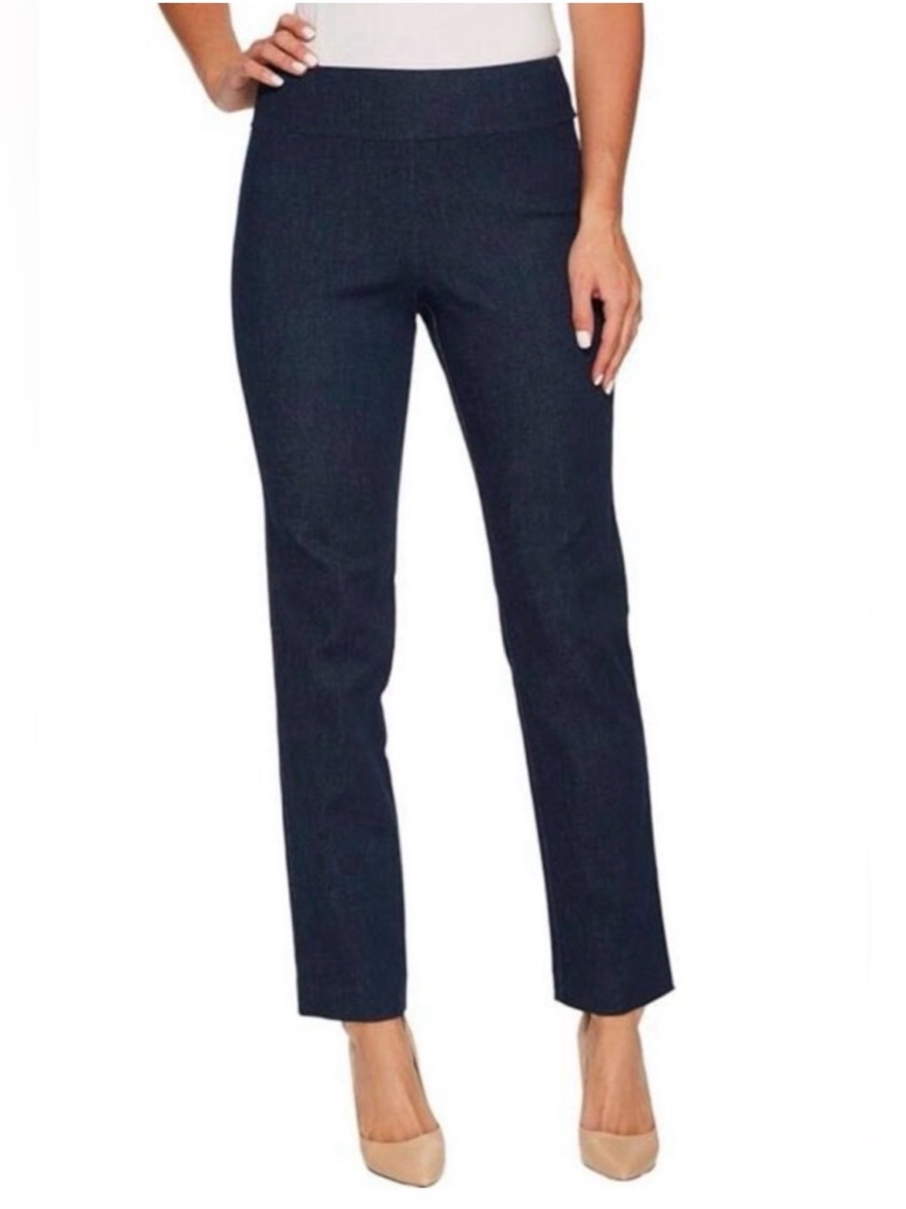 KRAZY LARRY apparel Pants Blue Denim Pull On Ankle Pant 10 NWT